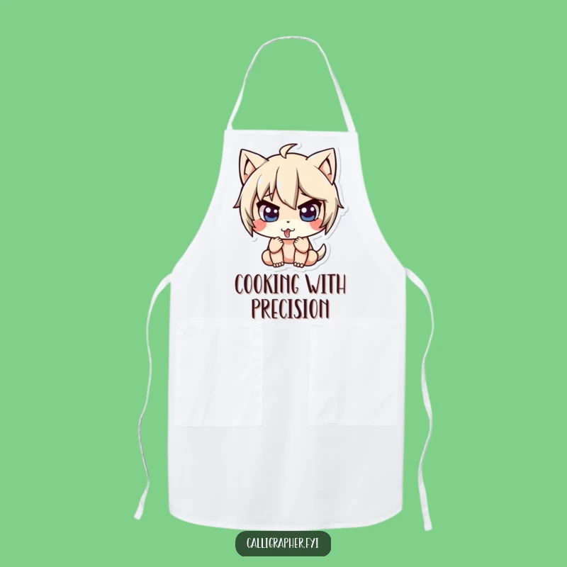 Funny Concentration Apron: Cute Character Tongue Out, Kitchen Focus Cooking Gift