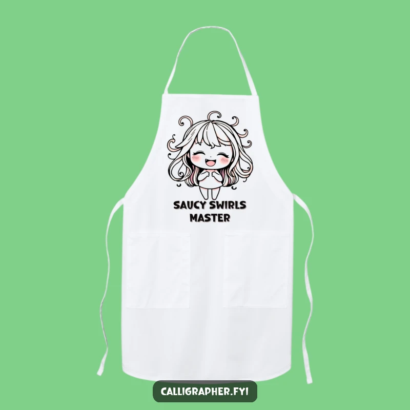 Funny Ink Calligraphy Apron: Happy Character Swirls Funny Gift