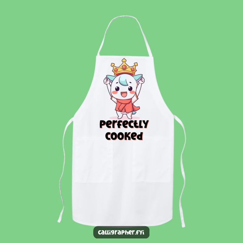 Funny Kawaii Victory Apron: Celebratory Chef Character, Perfect Kitchen Fun Gift