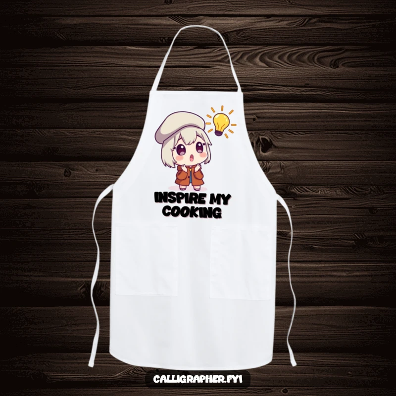 Funny Apron featuring a surprised character wearing a beret, reacting to a sudden artistic breakthrough, perfect for studio work.