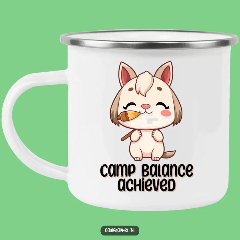 Funny Charming Character Balancing Camping Mug - Adventure with Artistic Focus!