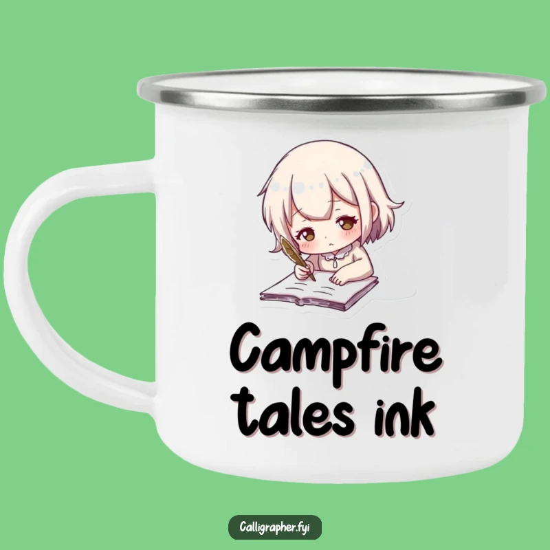 Funny Quill Writing Camping Mug: Cute Character's Outdoor Tales Funny Gift