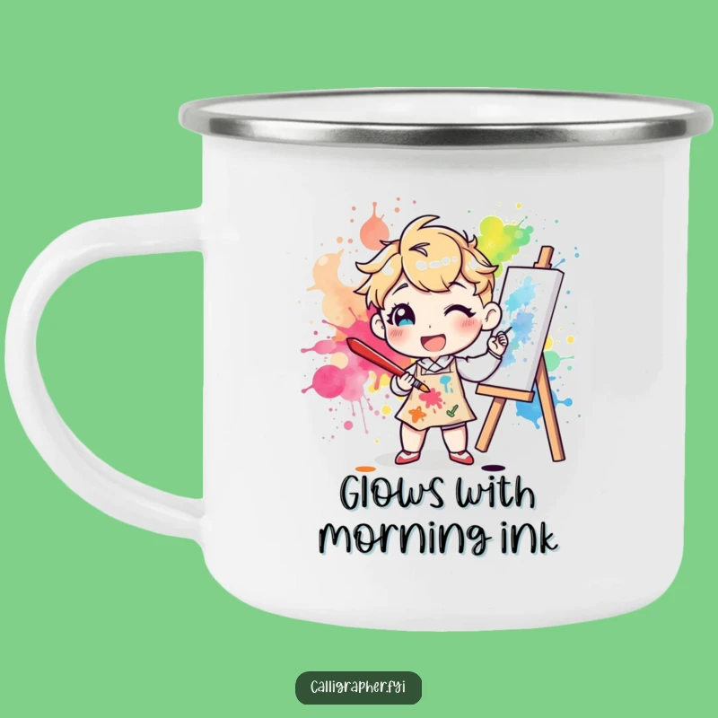 Funny Artist Splatter Camping Mug: Outdoorsy Character Artist Painting Adventures, Funny Gift