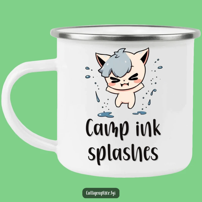 Funny Ink Splatter Camping Mug: Mischievous Character Outdoor Fun Funny Gift