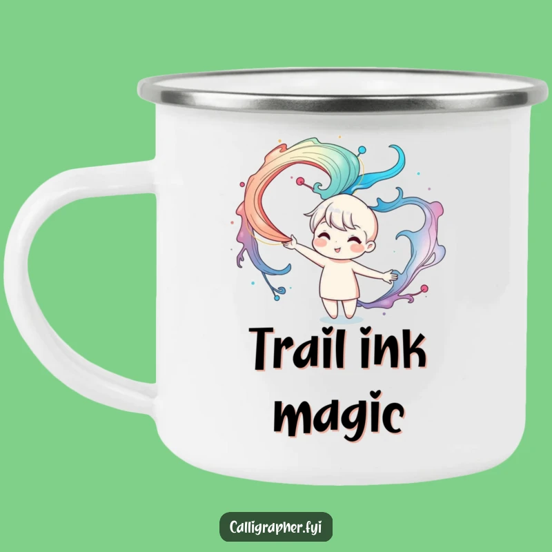 Funny Ink Swirl Camping Mug: Cute Character Art for Outdoor Adventures, Great Gift!