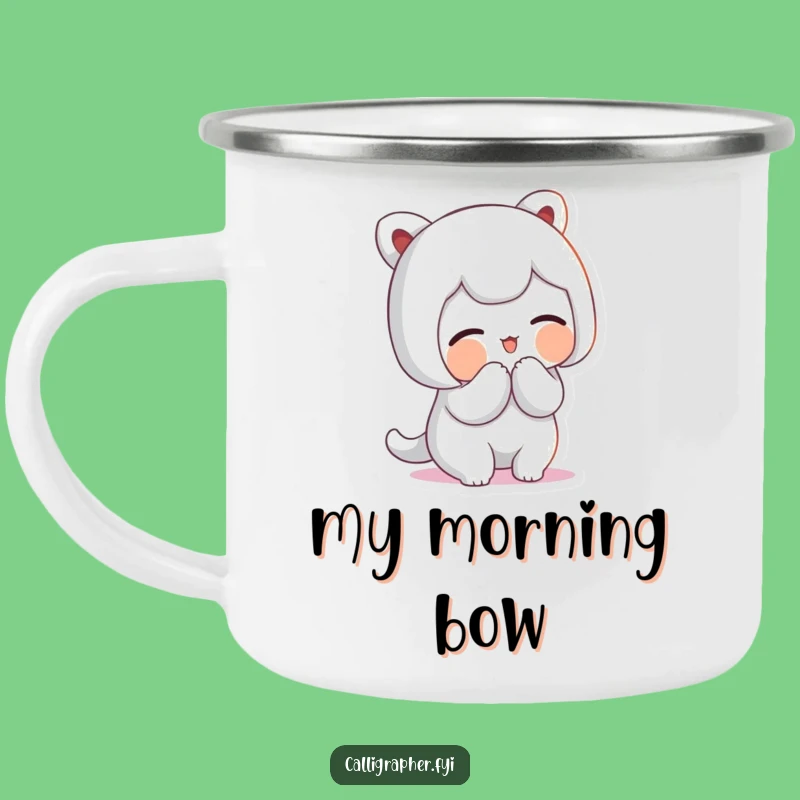 Funny Artistic Bow Camping Mug - Cute Character Proud Smile Outdoor Gift