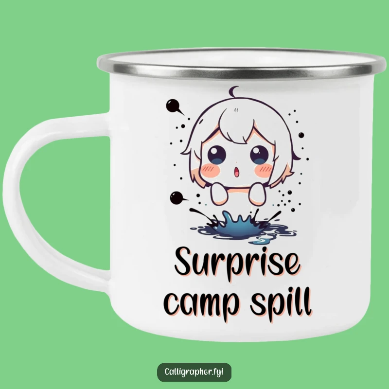 Funny Surprise Camping Mug: Cute Character Ink Splatter Shock, Outdoor Gift
