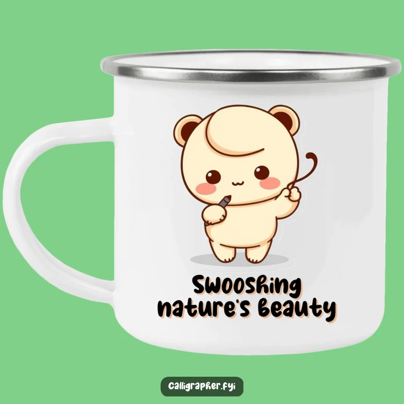 Funny Calligraphy Kawaii Pen Camping Mug - Adventure with Artistic Flair