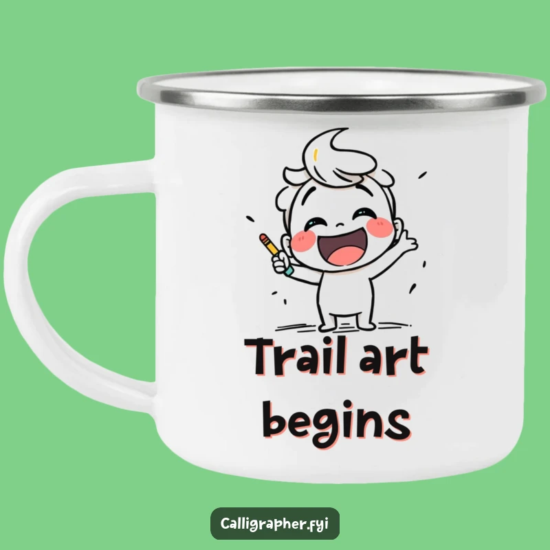 Funny Sketching Camping Mug: Smiling Artist Outdoor Art Funny Gift