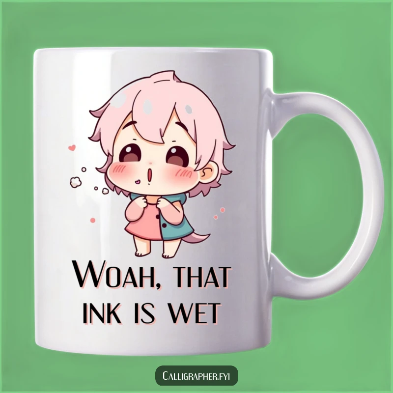 Funny Artist Mug - Surprised Ink Blower Character, Perfect Gift for Creatives