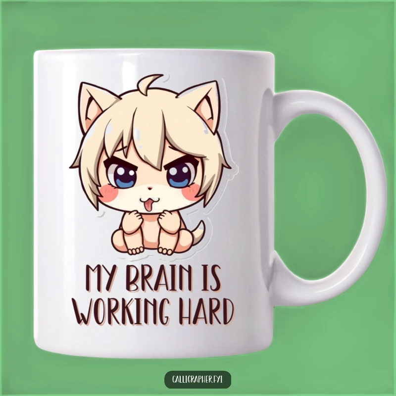 Funny Concentration Mug: Cute Character Tongue Out, Intense Focus Gift