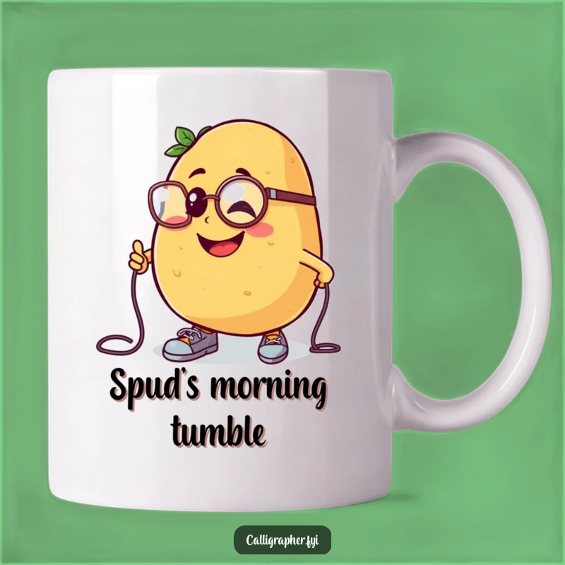 Funny Potato Monocle Mishap Mug: Cheerful Spud Tripping, Humorous Gift!