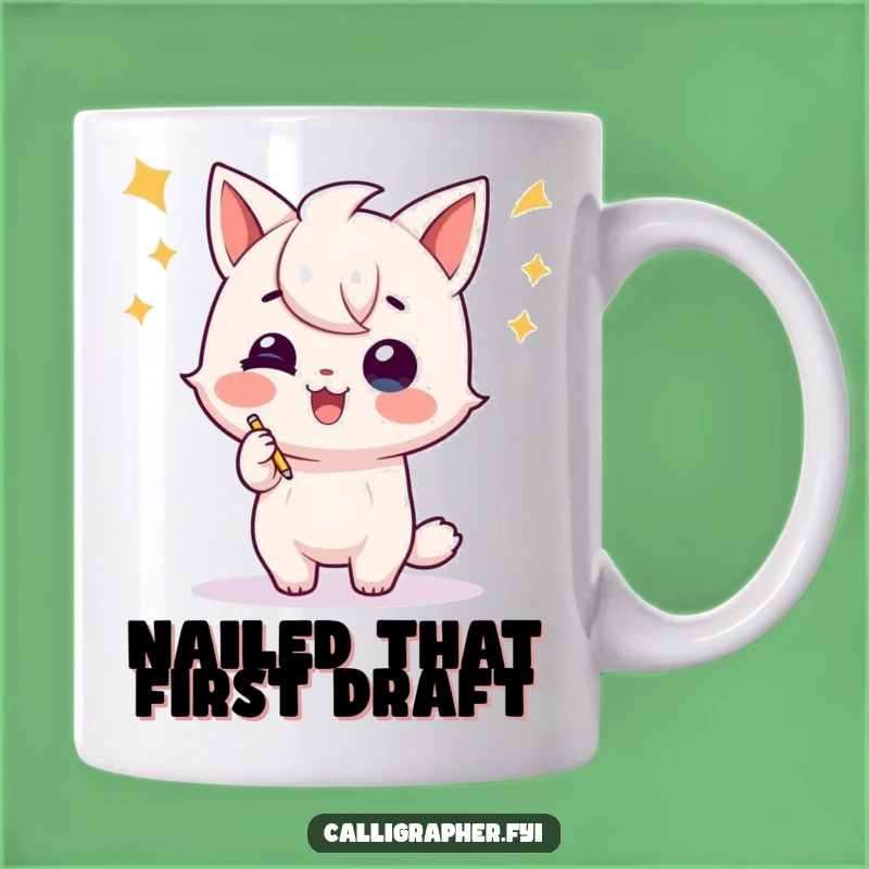 Funny Writer Mug - Celebration Flourish Character, Perfect Gift for Authors