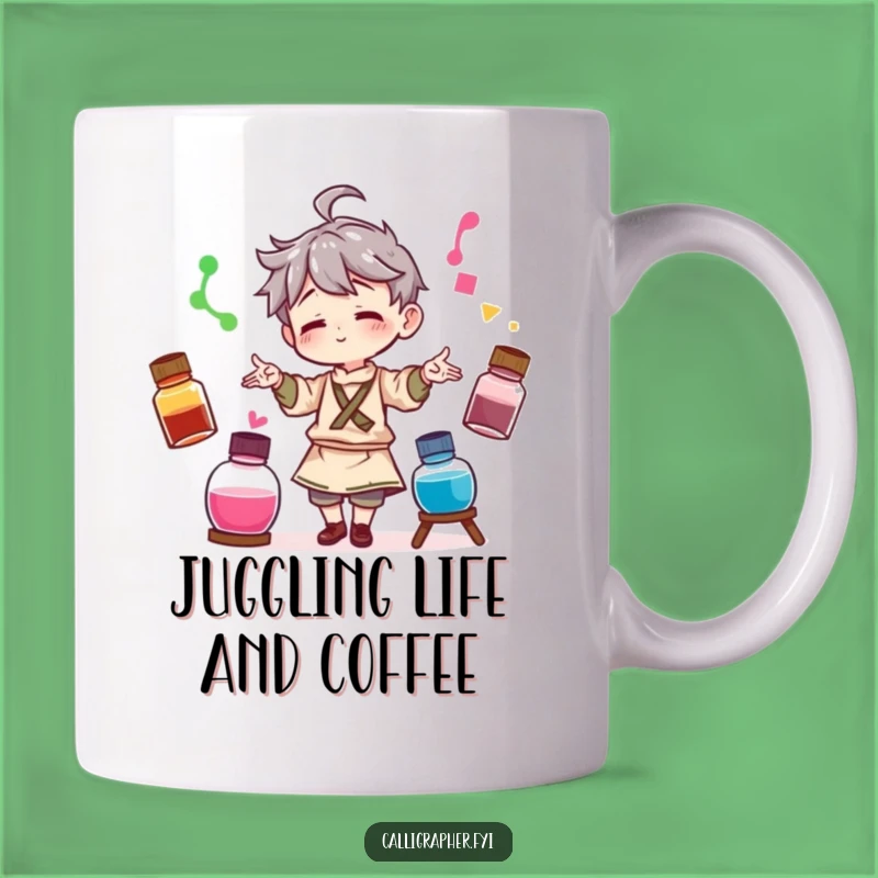 Funny Artist Juggling Mug: Colorful Ink Bottles, Perfect Funny Gift