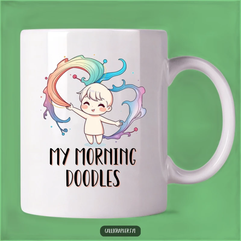 Funny Artistic Ink Swirl Mug: Cute Character Creates Magic, Perfect Gift for Artists!