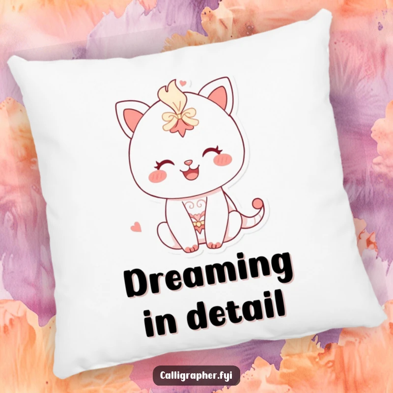 Funny Pillow featuring a happy character engrossed in drawing a detailed pattern, offering comfort and artistic inspiration.