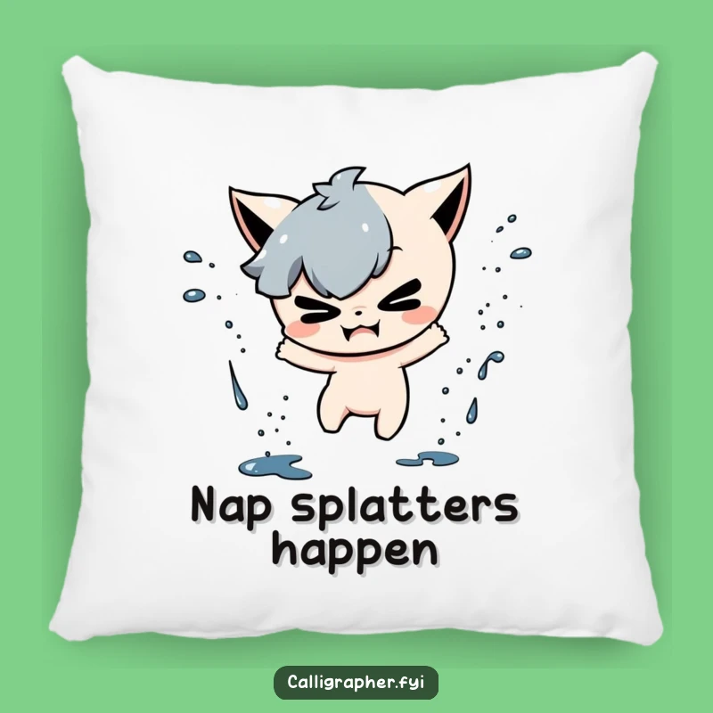 Funny Ink Splatter Pillow: Mischievous Character Cozy Messy Funny Gift