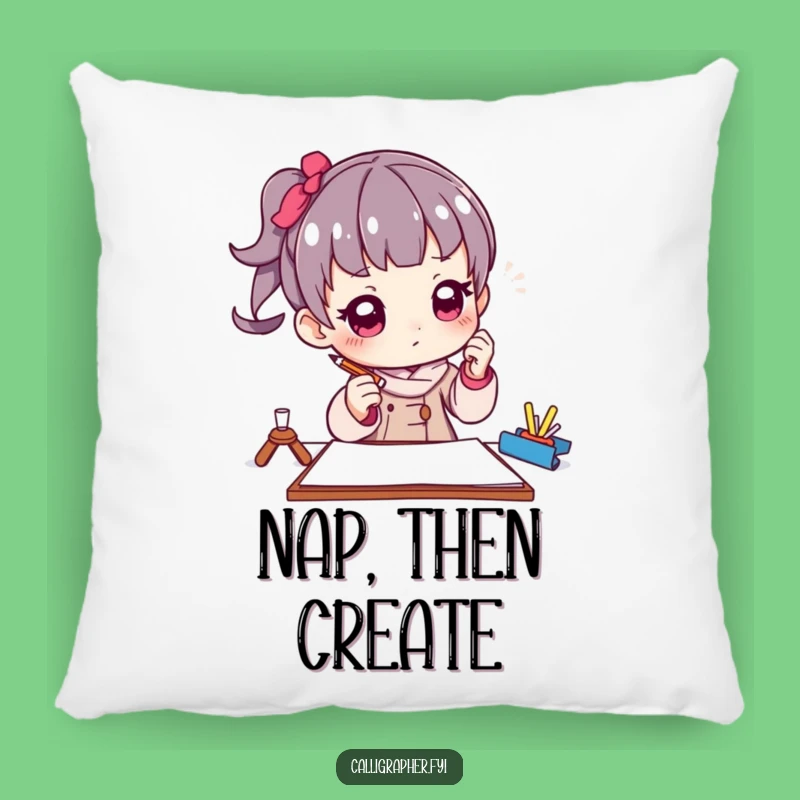 Funny Artist Pencil Pose Pillow: Cozy Thoughtful Character, Perfect Funny Gift