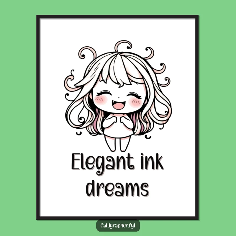 Funny Ink Swirls Digital Art: Happy Character Calligraphy Funny Gift