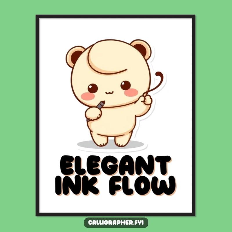 Funny Calligraphy Kawaii Pen Digital Art - Instant Artistic Decor for Your Space