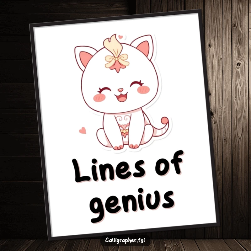 Funny Digital Art Print of a happy character diligently drawing a complex, intricate pattern, adding sophisticated artistic detail.