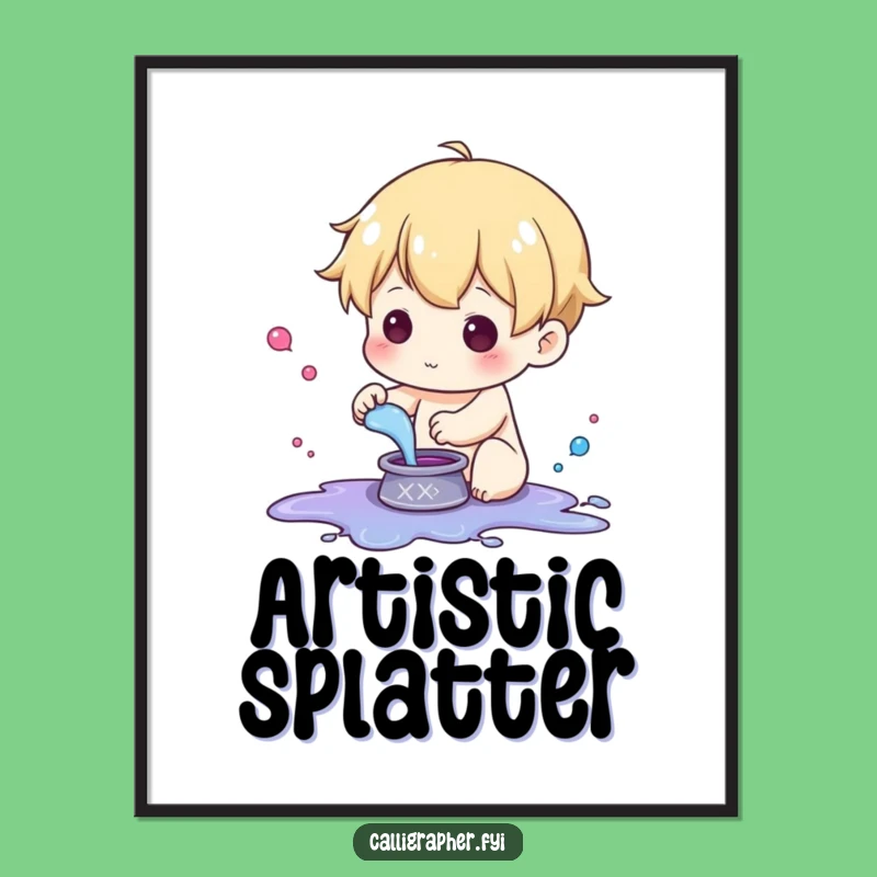 Funny Ink Splash Digital Art Print: Playful Art for Instant Decor!
