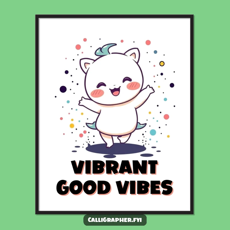 Funny Kawaii Dance Art Print - Vibrant Ink Splatter Digital Download