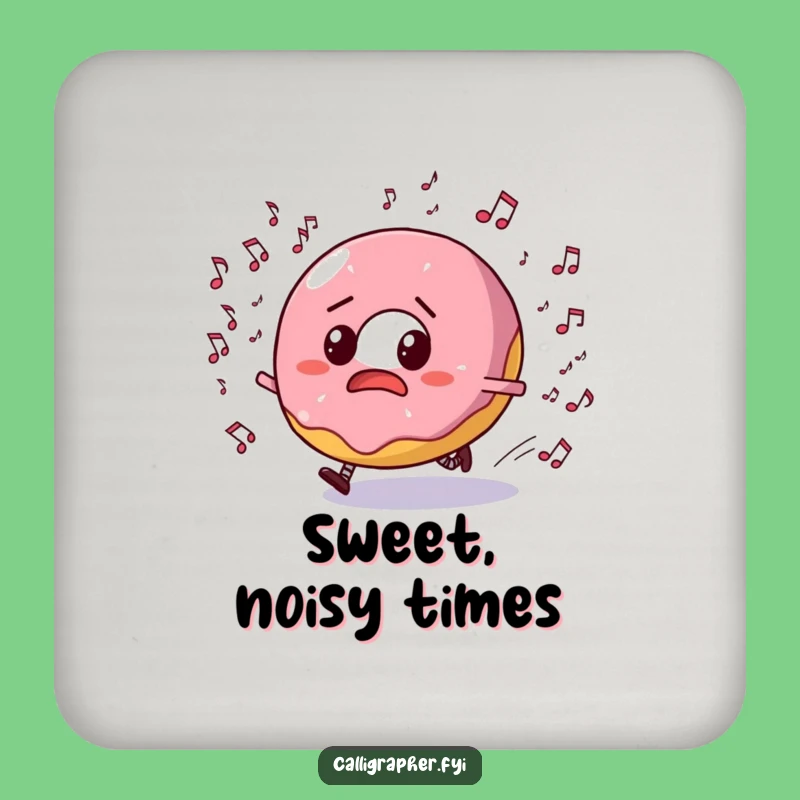 Funny Donut Music Mayhem Coaster: Bewildered Treat Protection, Hilarious Gift!