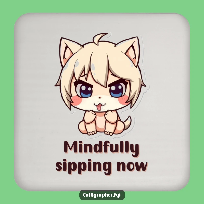 Funny Focus Coaster: Cute Character Tongue Out, Desk Concentration Protector Gift