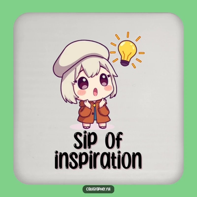 Funny Idea Coaster - Surprised Beret Artist, Protect Surfaces with Artistic Surprise