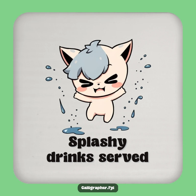 Funny Ink Splatter Coaster: Mischievous Character's Playful Art Funny Gift