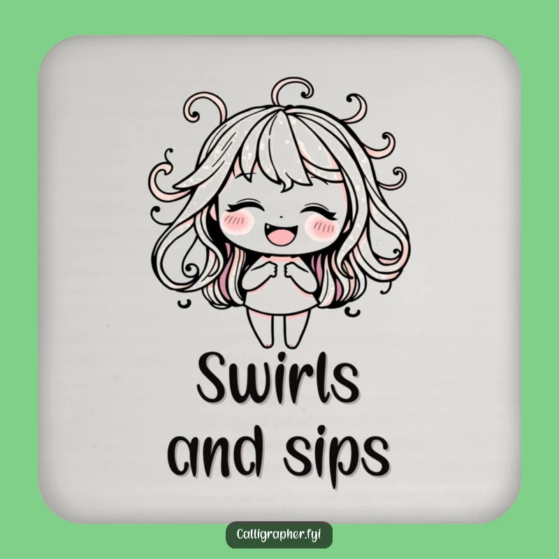 Funny Ink Swirls Coaster: Happy Character's Elegant Art Funny Gift