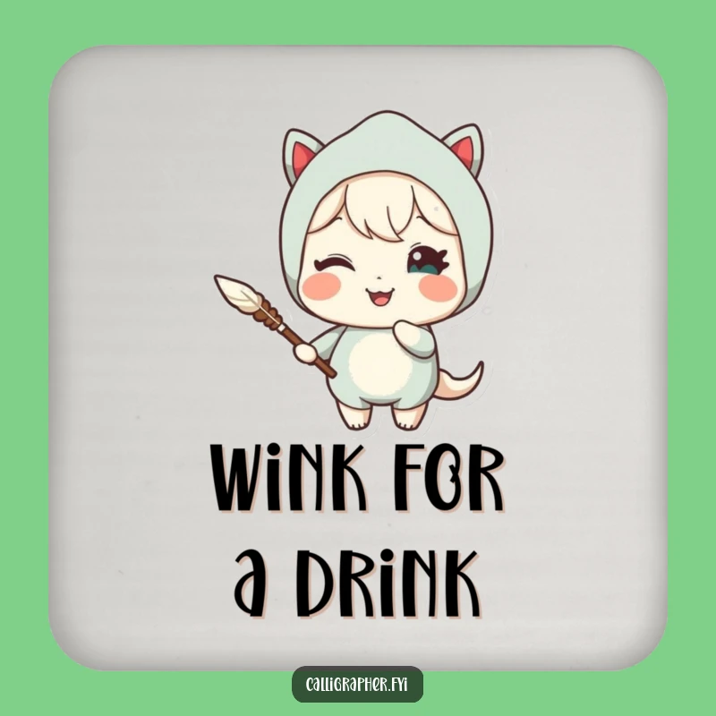 Funny Quill Coaster: Cute Character Winking Delight Table Art