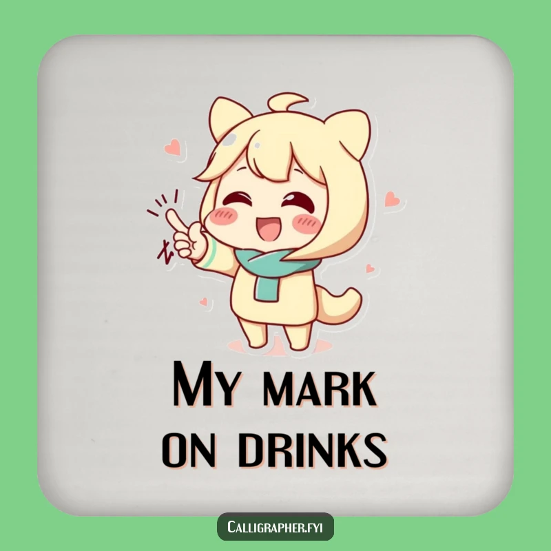 Funny Signature Flourish Drink Coaster: Protect Surfaces with Flair!