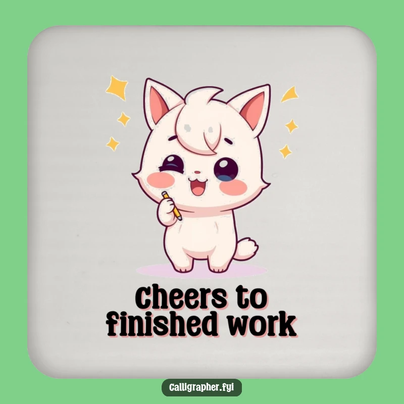 Funny Writer Drink Coaster - Celebration Flourish, Protect Surfaces Gift