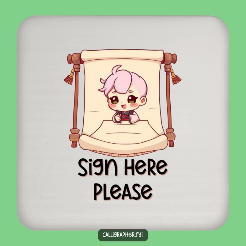 Funny Signing Character Coasters: Protect Surfaces with Dramatic Comedy!