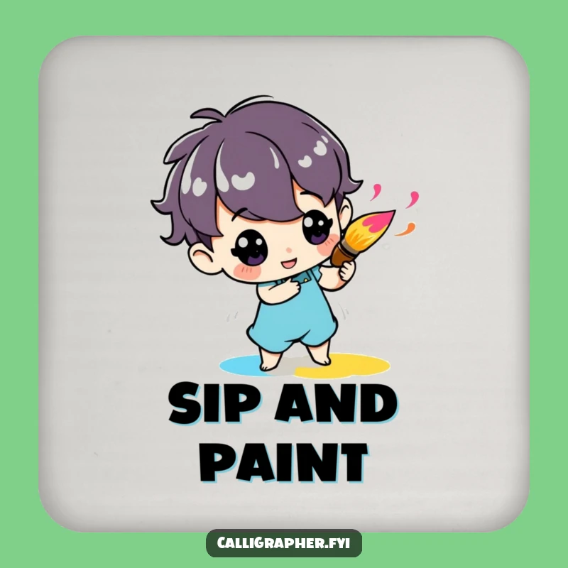 Funny Art Character Coaster - Painter's Drink Art