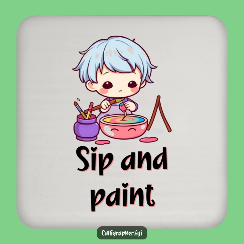 Funny Kawaii Artist Coasters - Protect Tables with Colorful Art Gift