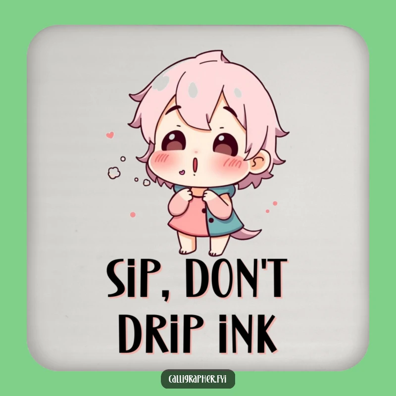 Funny Artist Drink Coaster - Surprised Ink Blower, Protect Surfaces Gift