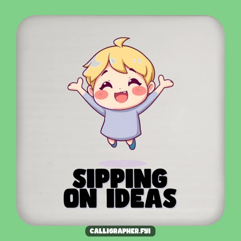 Funny Inspirational Drink Coaster - Cheerful Character Bouncing, Protect Surfaces Gift