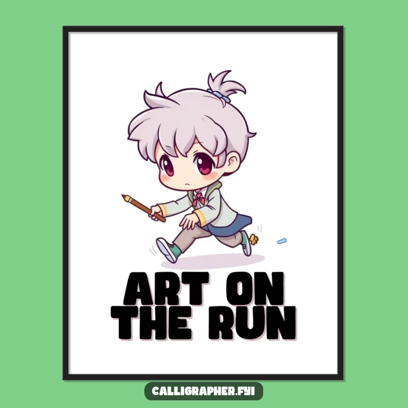 Funny Brush Escape Poster: Artist's Pursuit Art - A Funny Gift Piece!