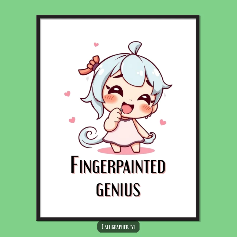Funny Artist Finger Paint Poster: Giggling Character's Swirls, Unique Funny Gift