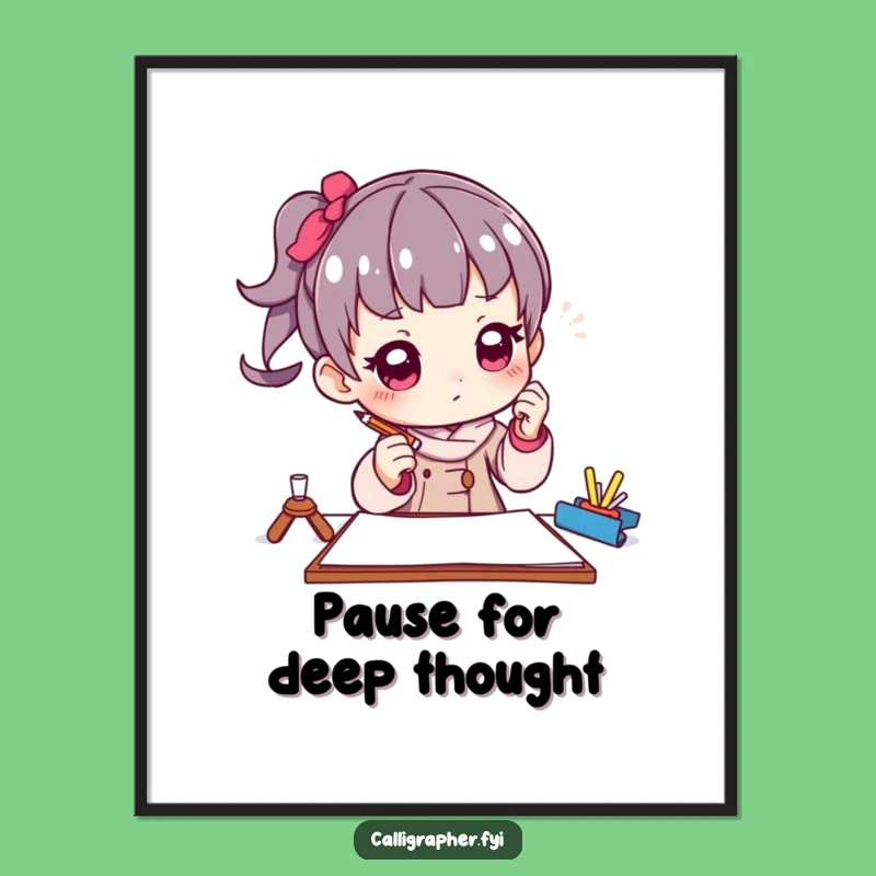 Funny Artist Pencil Pose Poster: Thoughtful Art Creation, Unique Funny Gift