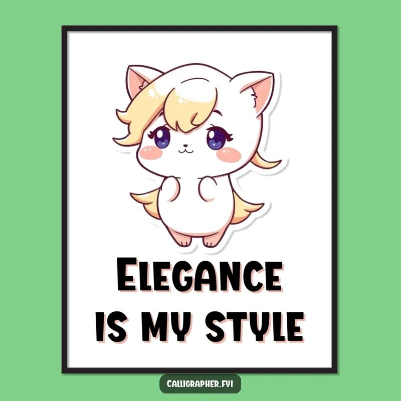 Funny Artist Poster: Cute Character Elegant Flourish Wall Art