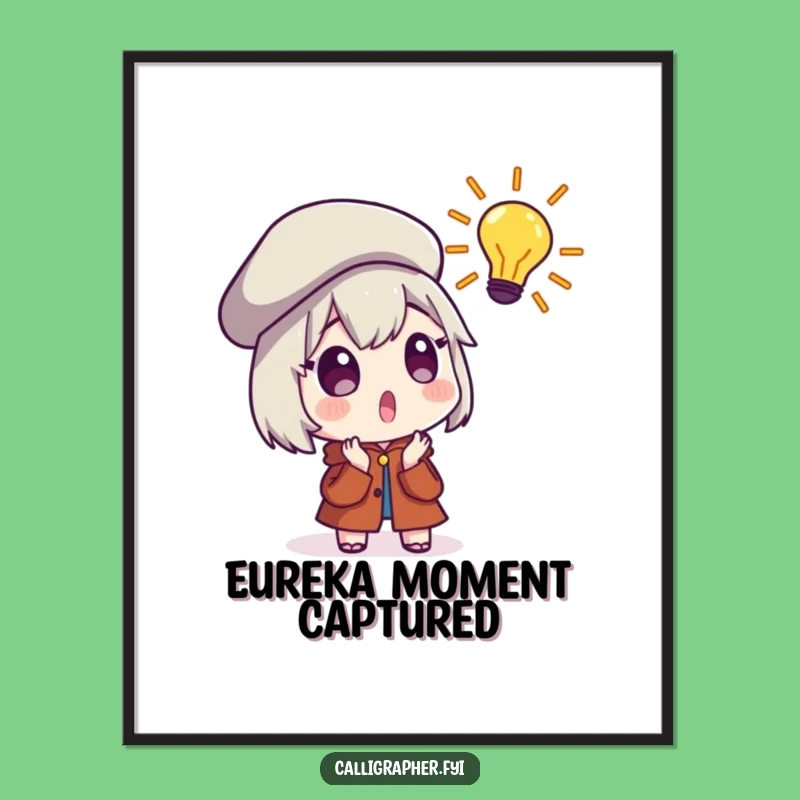 Funny Artistic Idea Poster - Surprised Beret Character, Wall Art for Inspired Minds