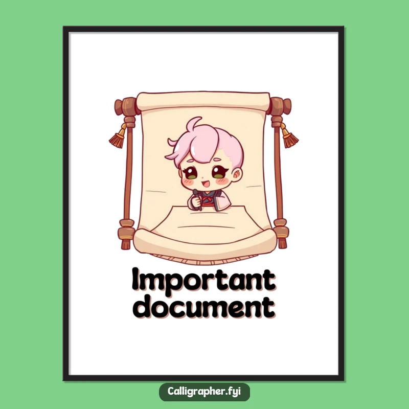 Funny Signing Character Scroll Poster: Hilarious Wall Art for Your Dramatic Space!