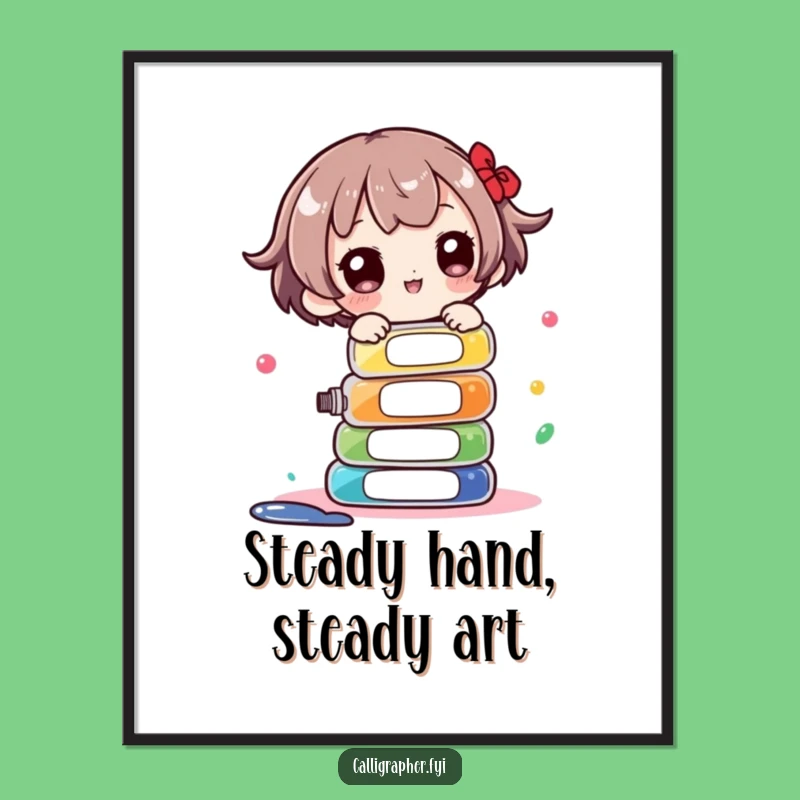 Funny Artist's Juggle Poster - Cute Character Ink Balance Wall Art Gift