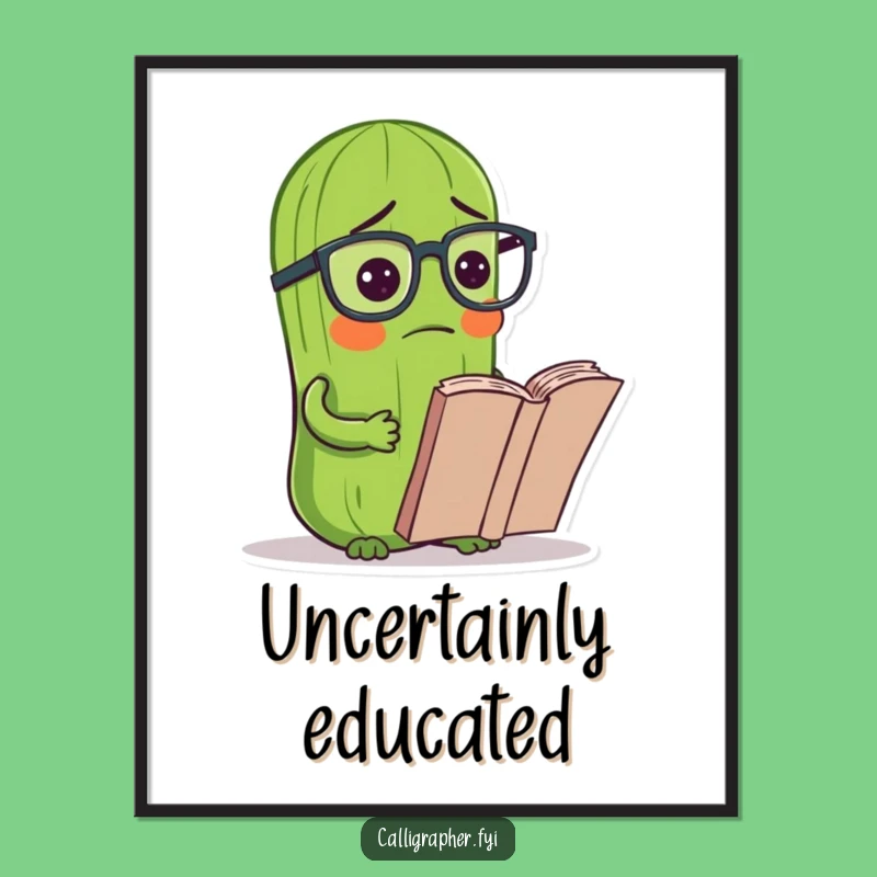 Funny Pickle Reading Poster: Comical Wall Art for Bookish Homes