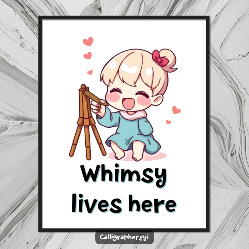 Funny poster print of a character joyfully sketching a whimsical design, adding a touch of imaginative art and humor to any room.