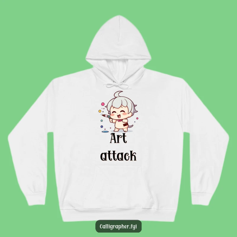 Funny Kawaii Ink Spray Hoodie: Creative Character Comfort, Perfect Gift